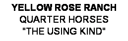 Text Box: YELLOW ROSE RANCH
QUARTER HORSES
"THE USING KIND"